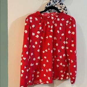 J CREW RUFFLE HIGH NECK BLOUSE